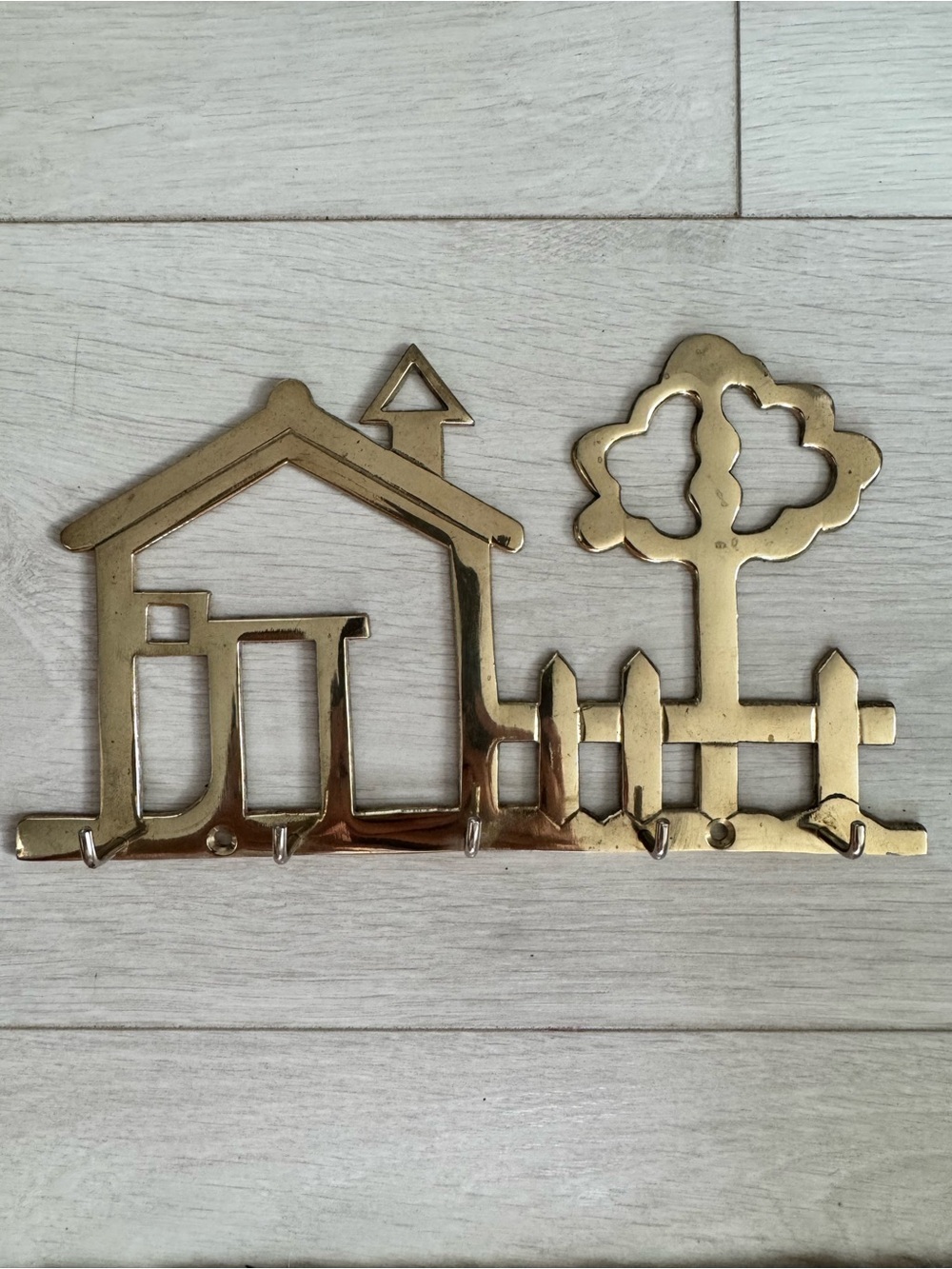 Vintage Wall Mount Key Holder - Brass Key Rack - Home Sweet Home